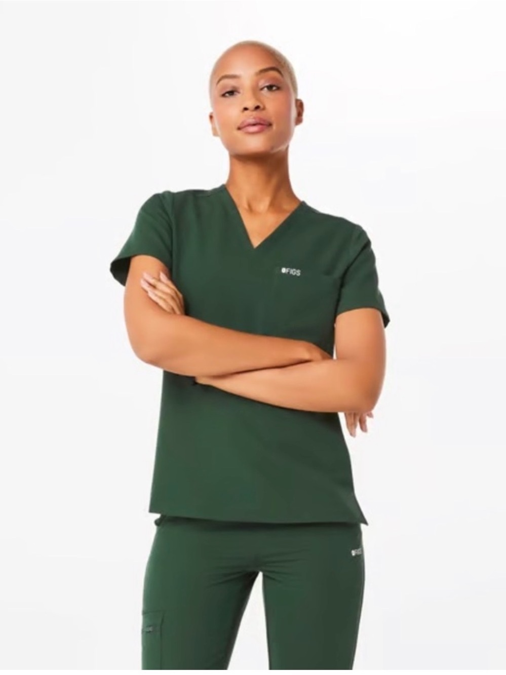 Figs Catarina Scrub Top Racing Green